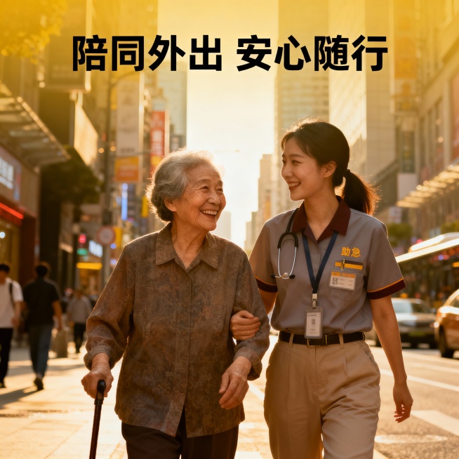 做一套关于助急服务的主图*1张+轮播图*3张+具体服务项目：陪同外出预览效果