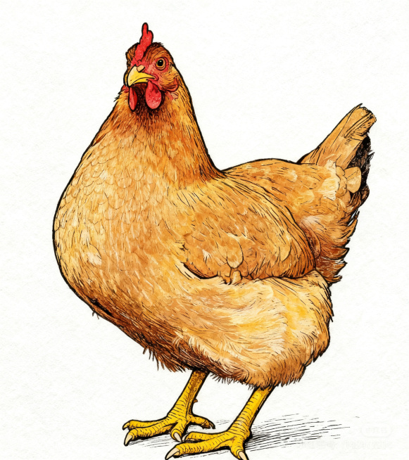 将这张母鸡图片转换为手绘插画风格预览效果