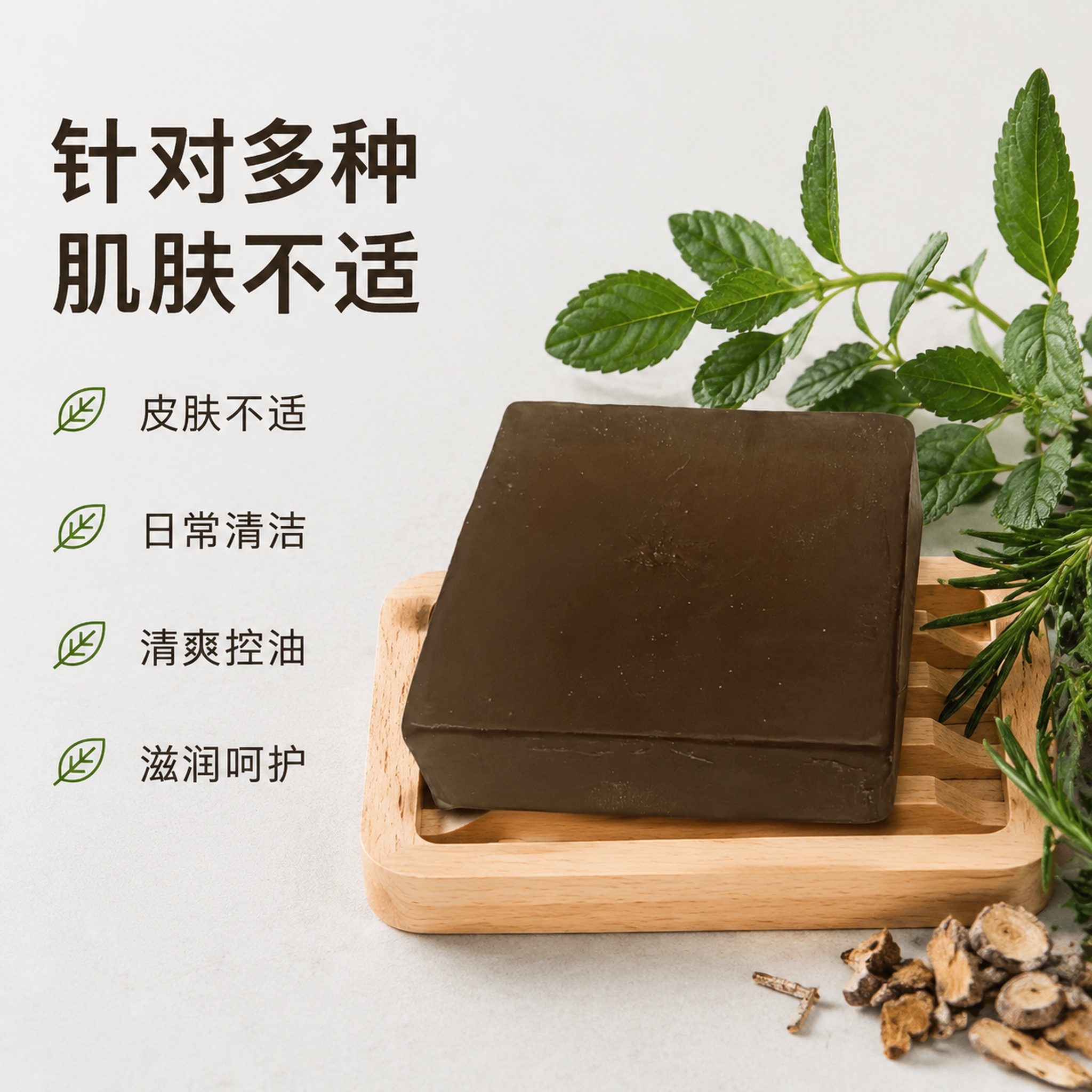 [主图-2] 核心功效卖点展示图，天然手工皂适用肌肤问题说明。… - 图片创意预览
