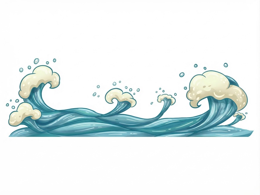 重绘原图，保留卡通海浪的构图和元素，提升画质预览效果