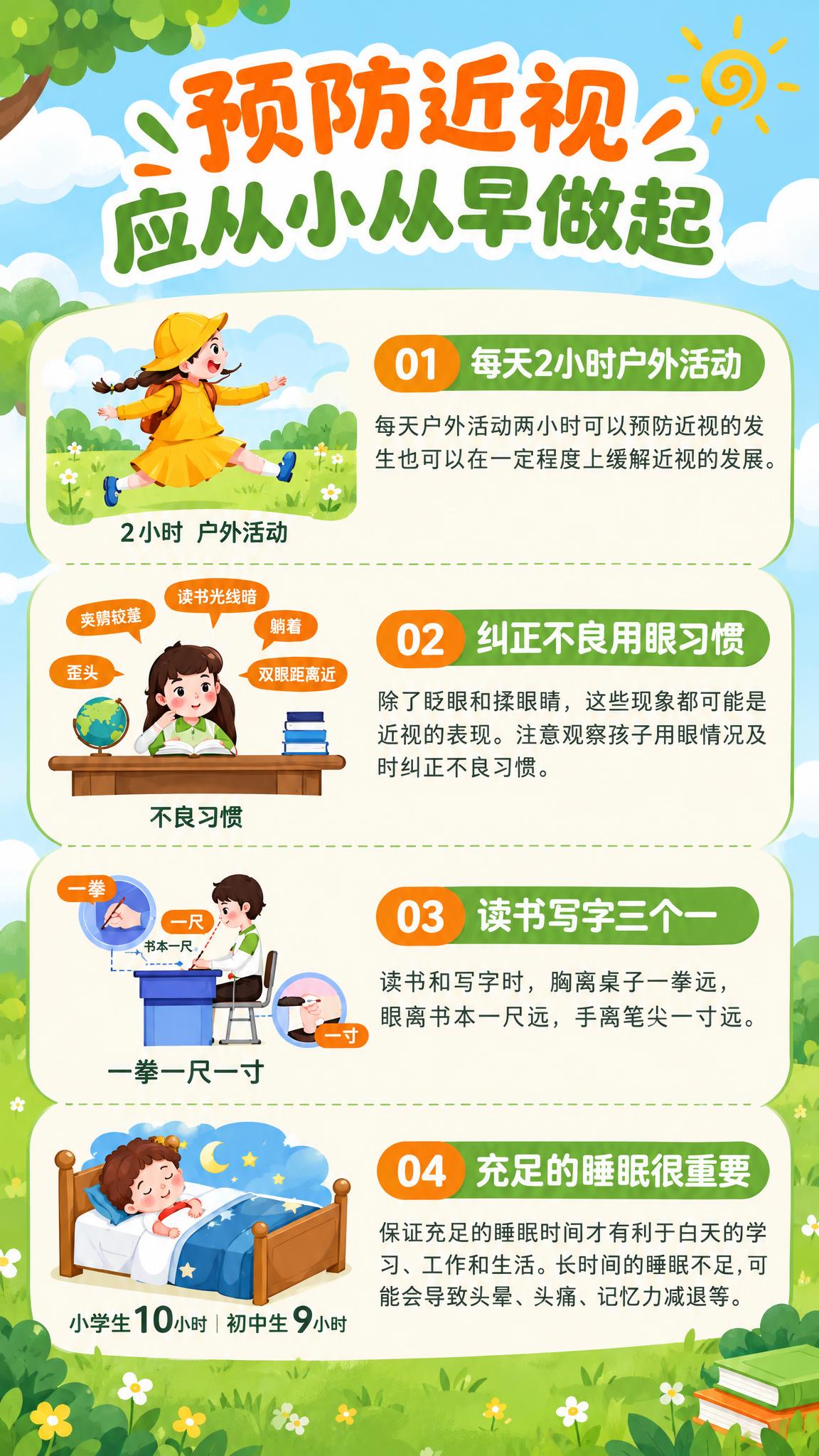 将这张预防近视科普折页内容重新设计为一张完整的宣传海报，保留全… - 图片创意预览
