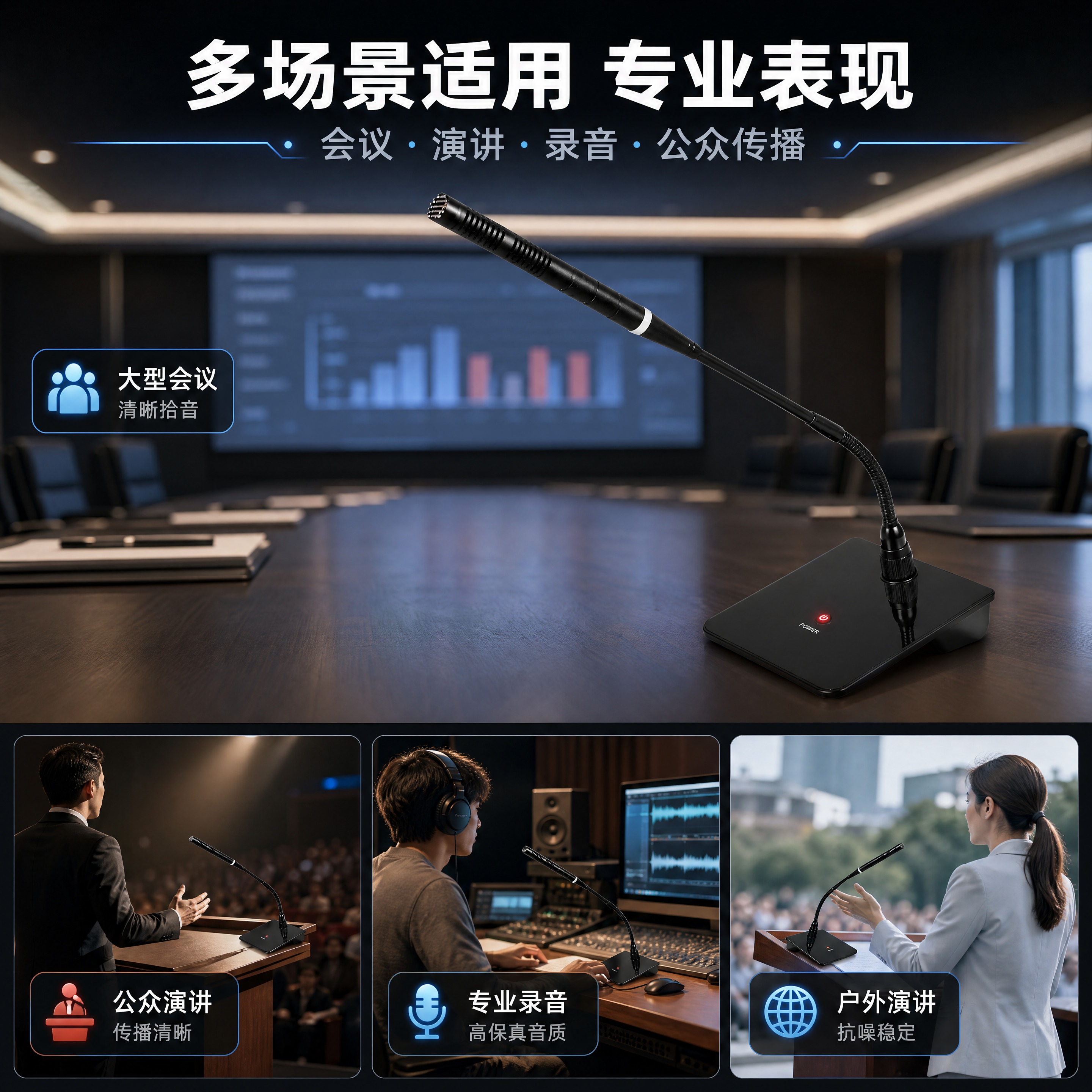 [商品] 使用【图1】黑色电容式鹅颈桌面麦克风HA-124WA… - 图片创意预览