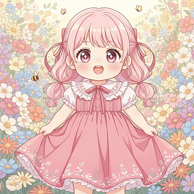 生成10个超级可爱的动漫小女孩图片，要不同风格的