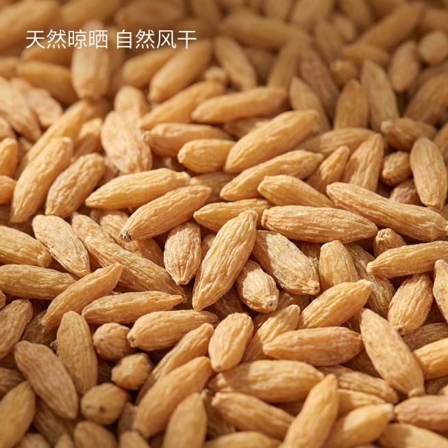 [主图主题] 川麦冬干货纹理展示主图
[氛围/风格] 自然真实风格，突出干货质感
[画面元素] 大面积平铺川麦冬干货，均匀分布铺满整个画面，阳光斜射突出每粒麦冬的纹理和干燥质感，颗粒饱满，细节清晰，展预览效果