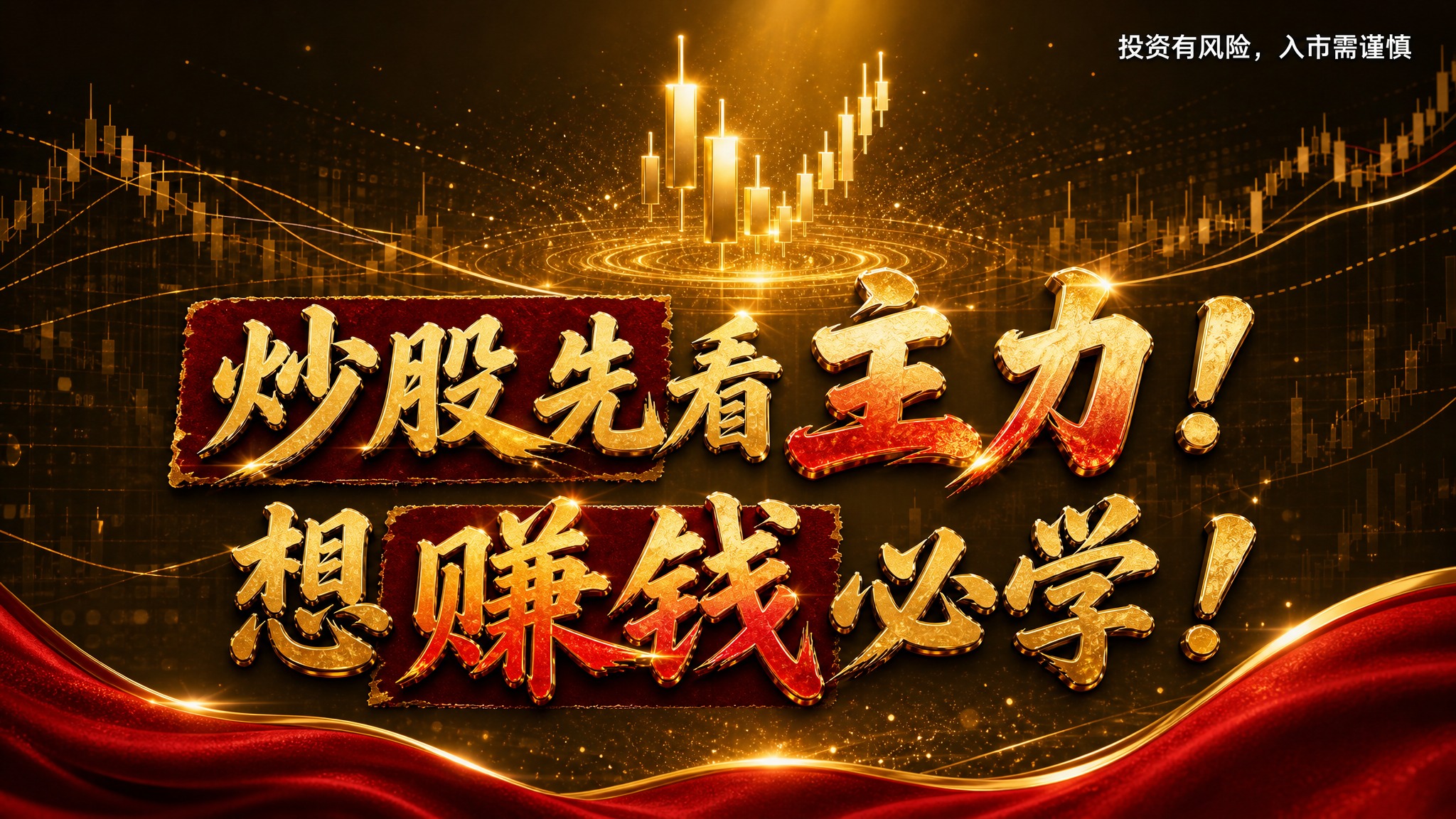 参考图风格：黑金高端金融海报风格，深金色渐变背景，中央金色K线… - 图片创意预览