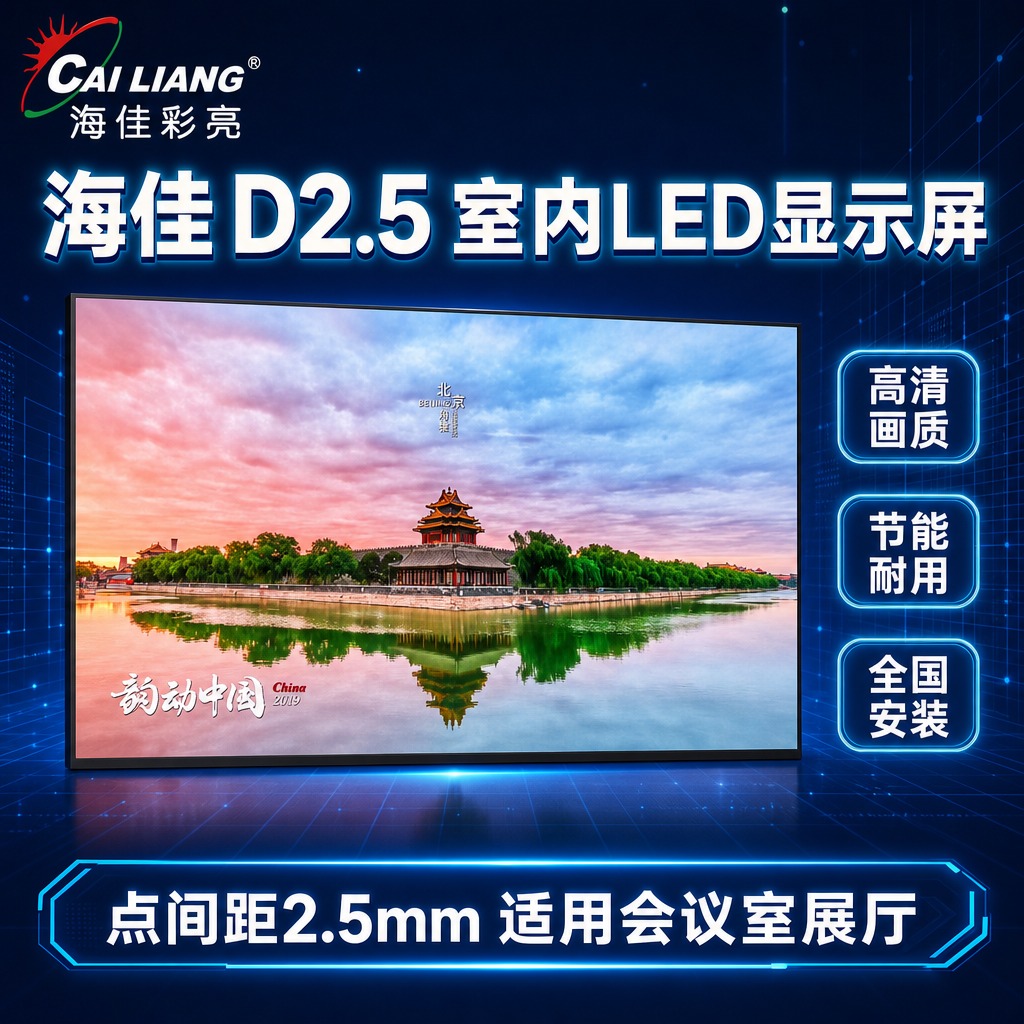 海佳D2.5 LED显示屏SKU搜索主图，深蓝色科技风，1:1… - 图片创意预览