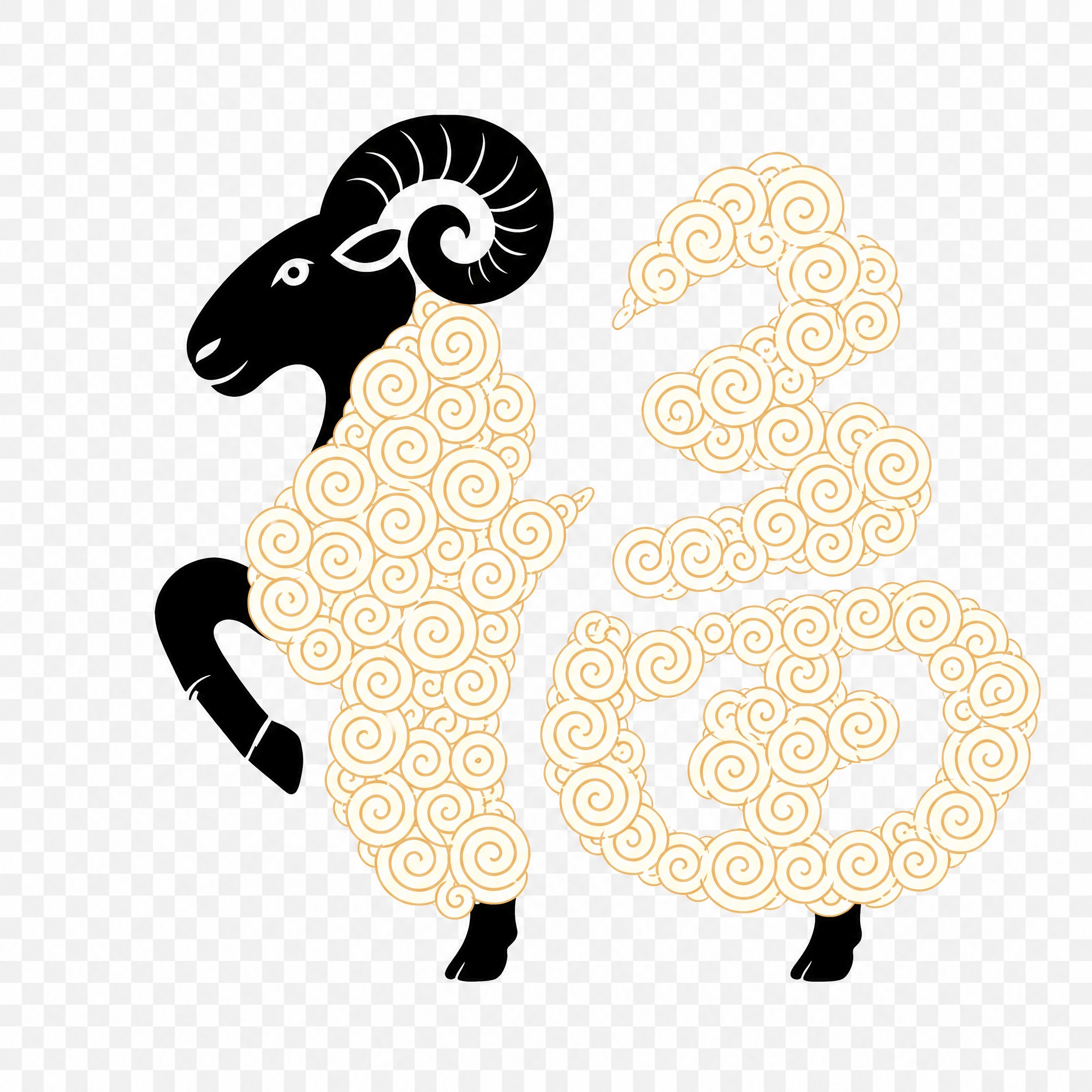 只保留羊的造型和卷纹福字主体，去除所有文字、数字、印章、装饰图… - 图片创意预览