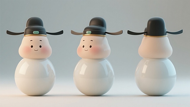 一个不倒翁，戴着宋代帽子