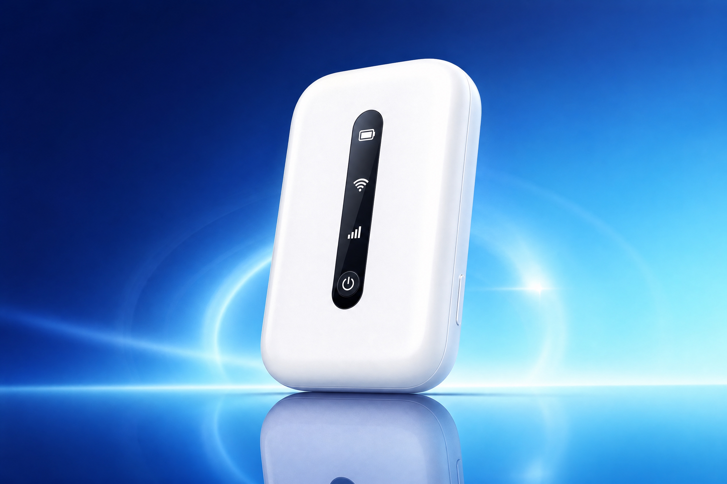 基于图中的随身WiFi产品，生成一张3D渲染高清细节图，底色为… - 图片创意预览