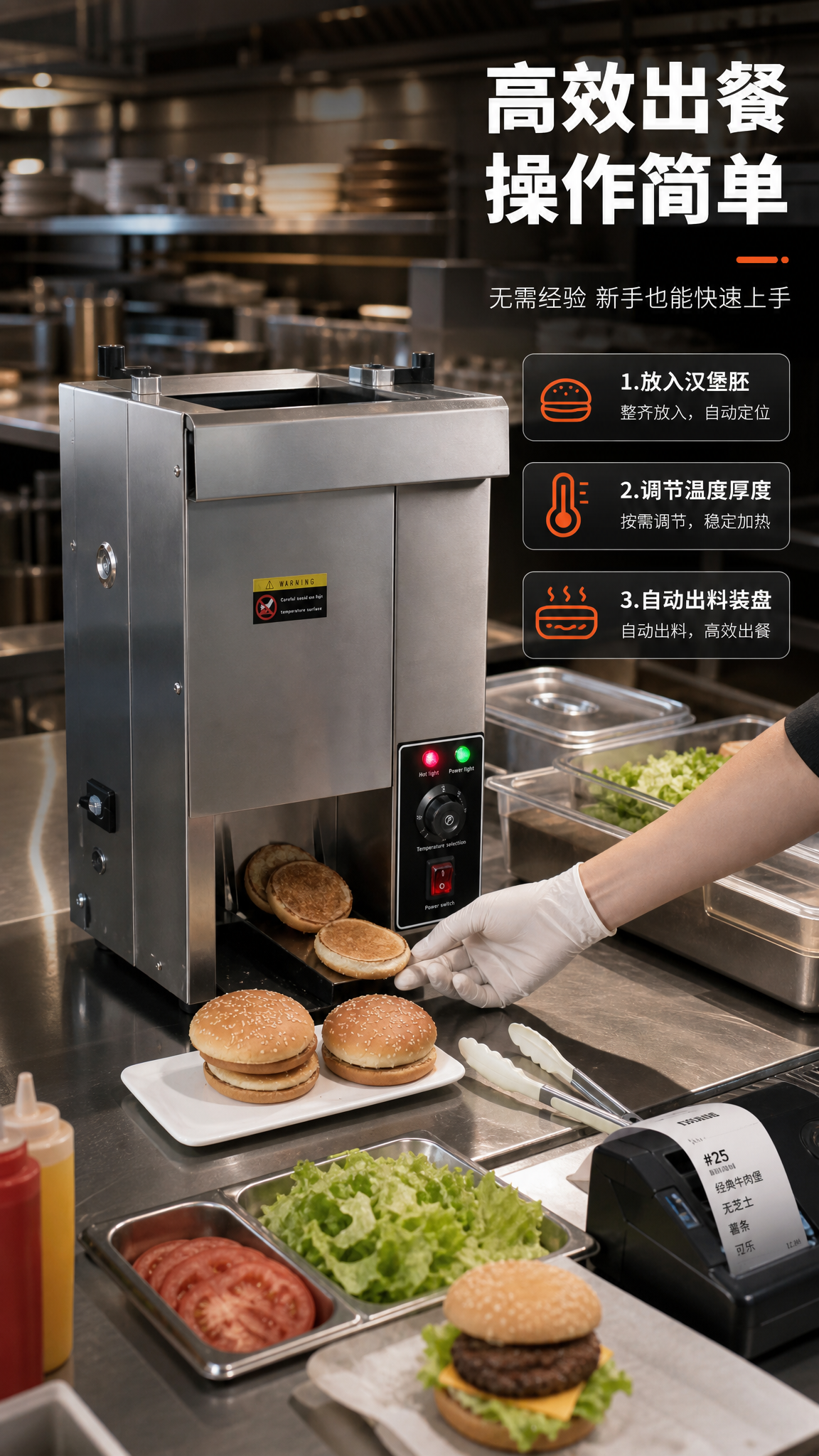 [商品] 使用【图1】立式全自动汉堡机实物场景图；保留产品整体… - 图片创意预览
