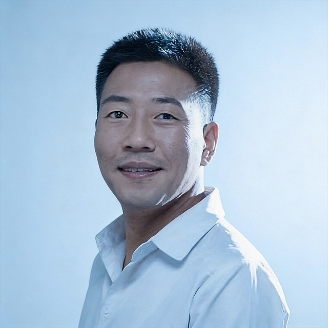保留图中人物面部特征，生成ins极简冷调高级感男士头像写真，纯色背景，突出人物轮廓，体现稳重高级魅力，方形构图