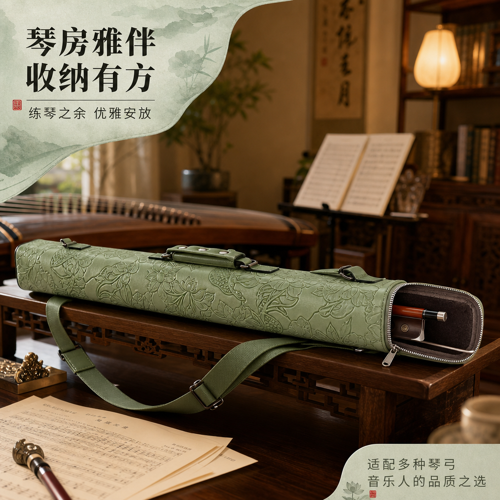 [商品] 使用【图1】豆绿色锦鲤荷花浮雕琴弓盒；商品处理：保留… - 图片创意预览