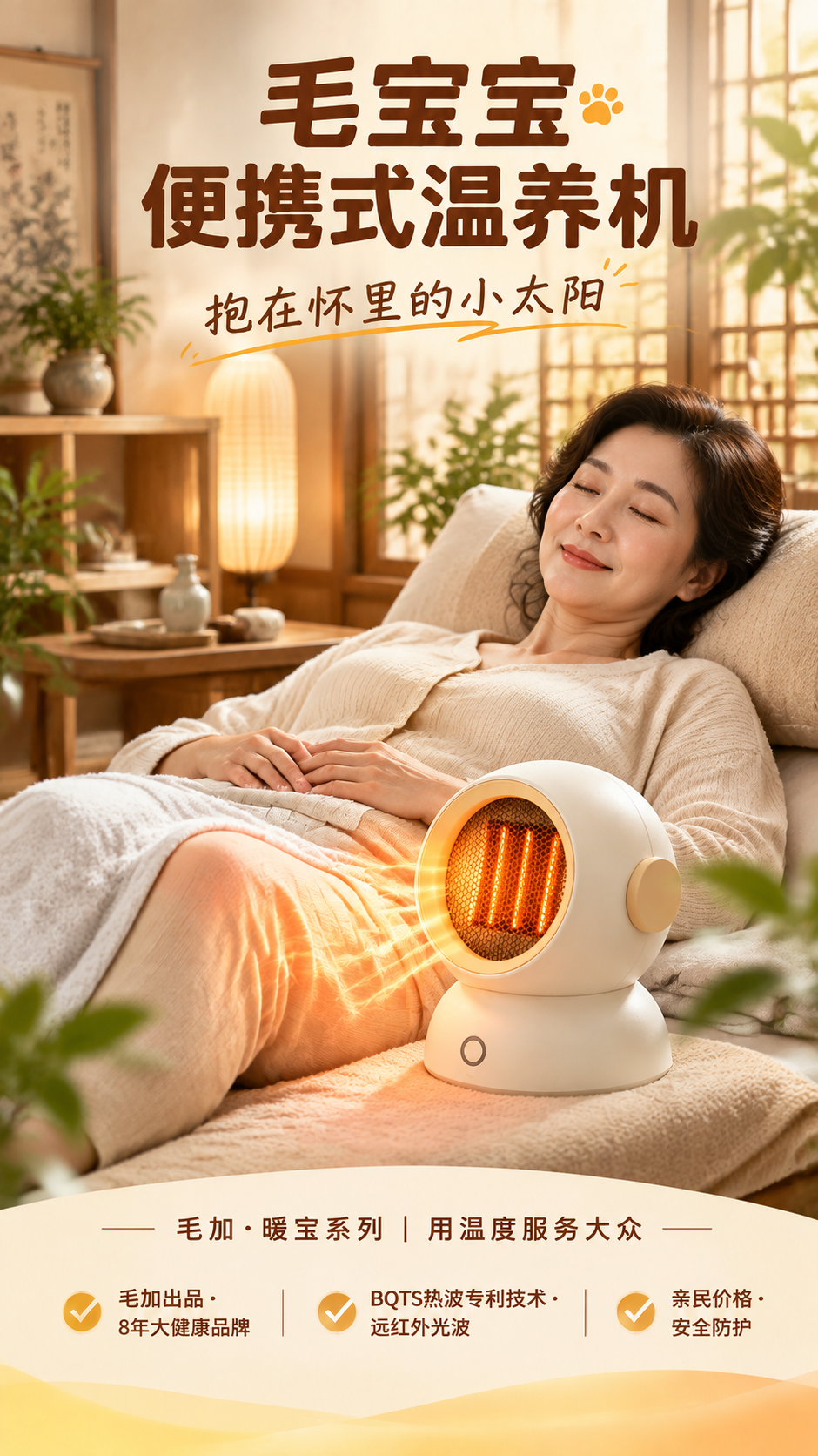毛宝宝便携式温养机产品海报，9:16竖版，4K超清，质感强烈，… - 图片创意预览