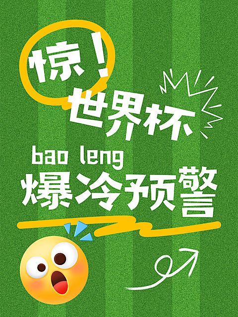 世界杯爆冷预警emoji吸睛大字小红书封面