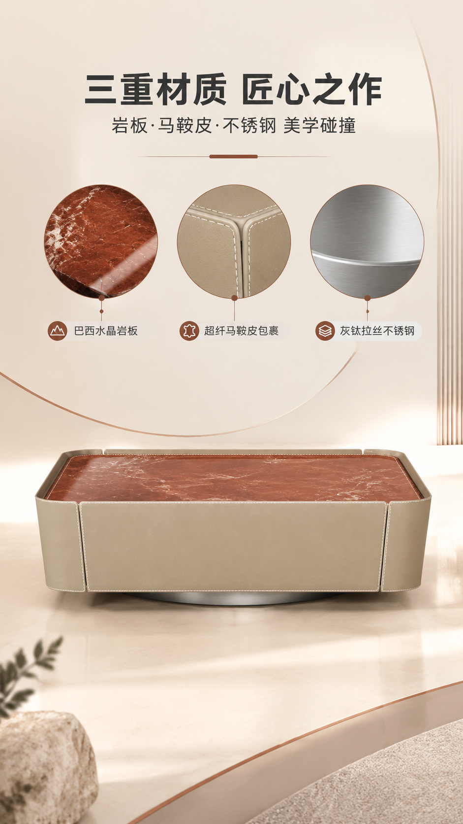 [商品] 使用【图1】DC-138B马鞍皮大方几；保留方形结构… - 图片创意预览