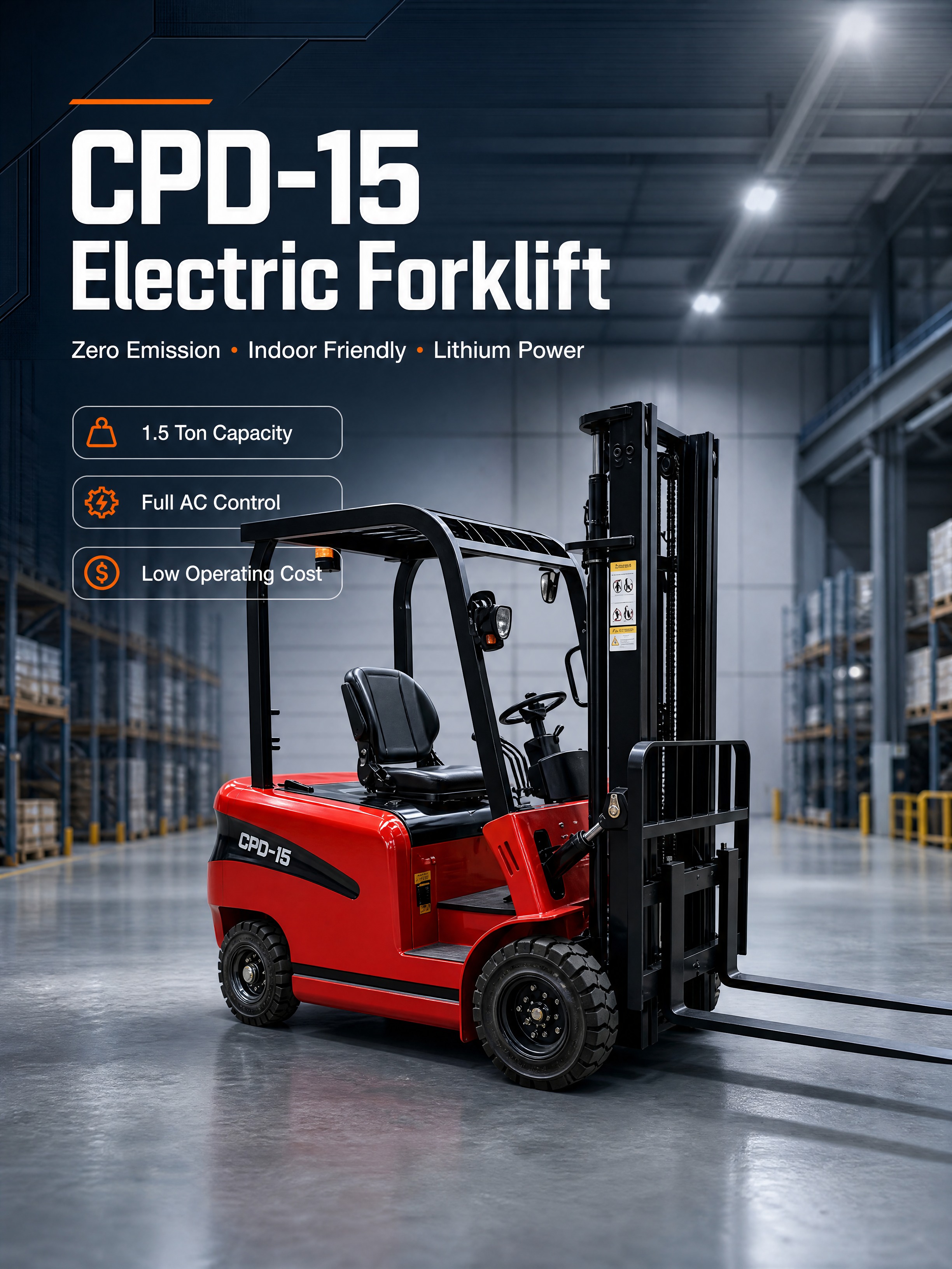 [商品] 使用【图2】CPD-15 红色电动叉车；保留车身红色… - 图片创意预览
