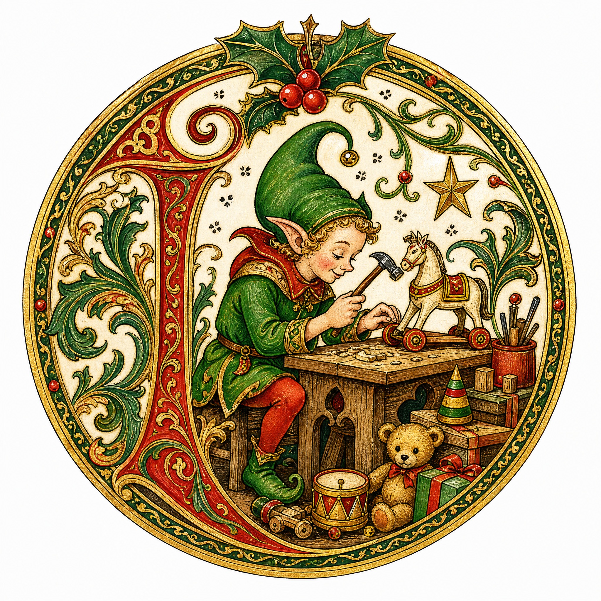 Christmas sticker, medieval ill… - 图片创意预览