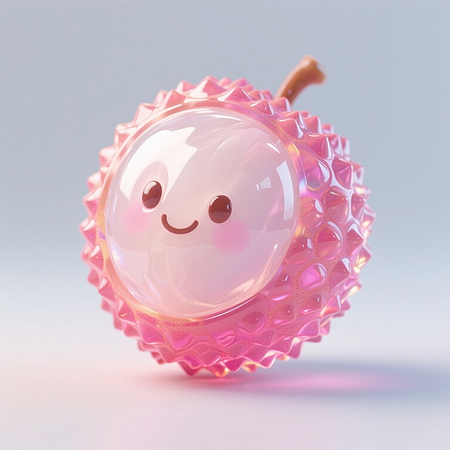 3D卡通风格，可爱表情，晶莹剔透果冻质感，卡爱摆件。