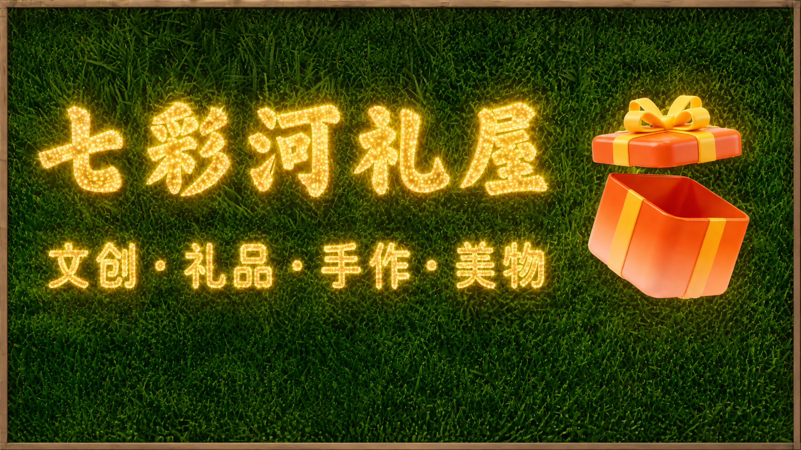 将图中的文字「七彩河礼屋」和「文创·礼品·手作·美物」改成与参… - 图片创意预览