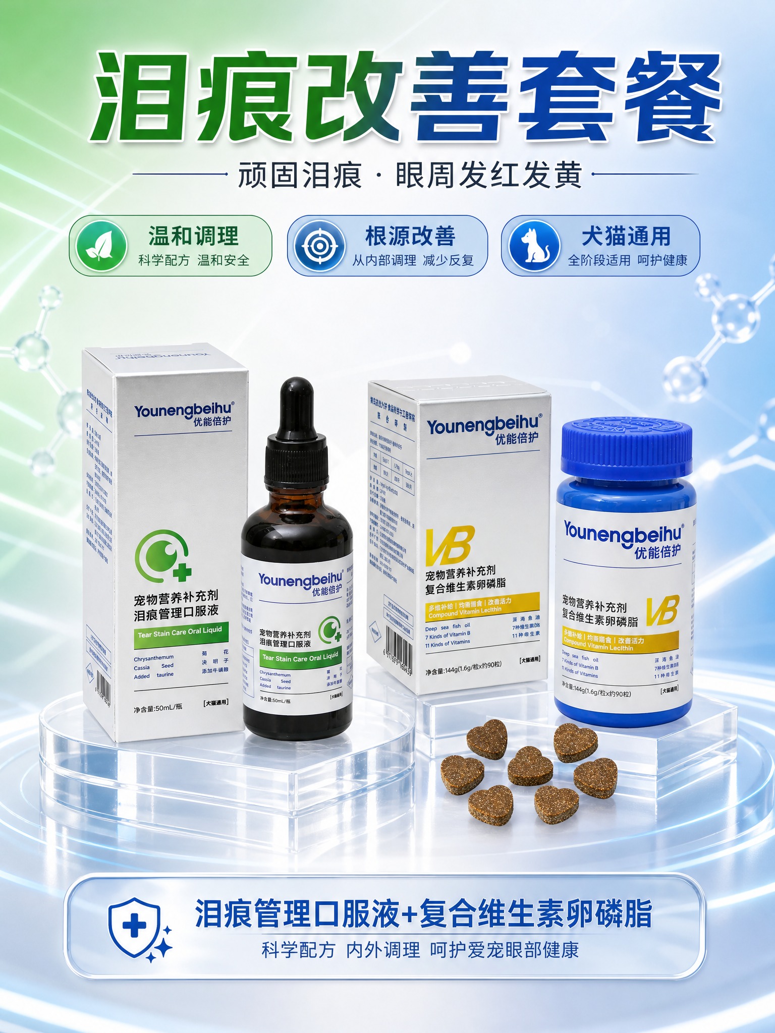 高端医疗科技风宠物营养保健品海报，3:4竖版，2K超清。画面主… - 图片创意预览