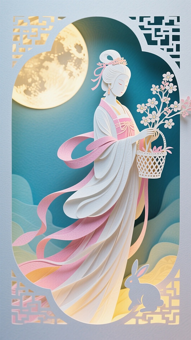 纸雕嫦娥寻桂，月宫玉兔超梦幻🎊