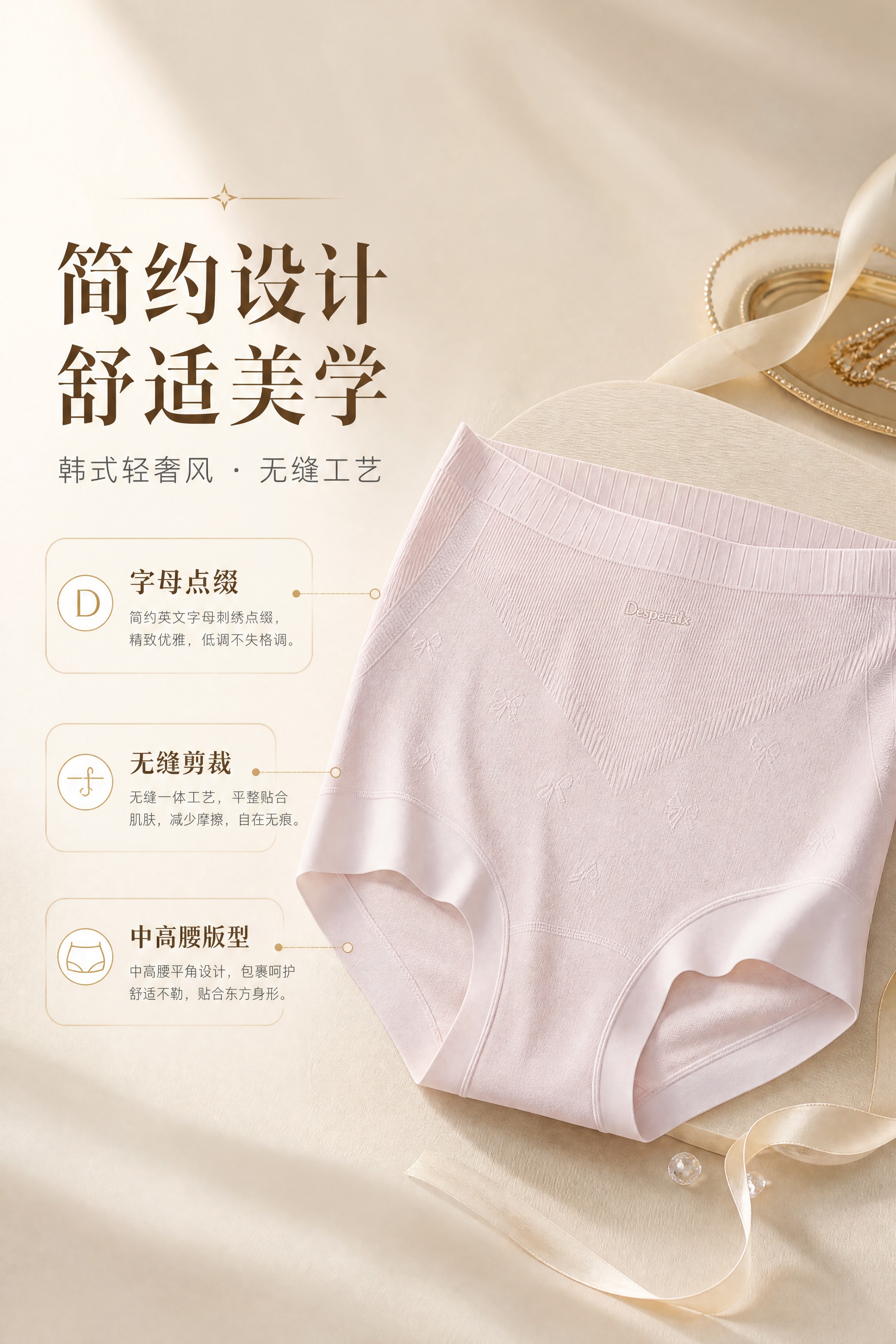 [商品] 使用【图3】浅粉色莫代尔女士内裤；商品处理：保留中高… - 图片创意预览