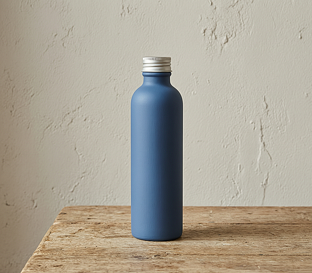 一个简约的蓝色瓶子