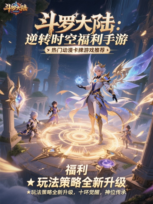 生成一款斗罗大陆逆转时空手游风格的宣传图片10张，“斗罗大陆：逆转时空 0.1折 、斗罗大陆：逆转时空折扣手游、斗罗大陆：逆转时空福利手游》” 为主标题 “✅ 热门动漫卡牌游戏推荐、✅横屏卡牌游戏推荐预览效果