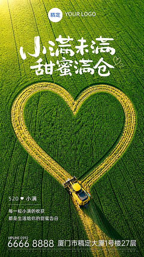 小满情人节521结合宣传竖版海报