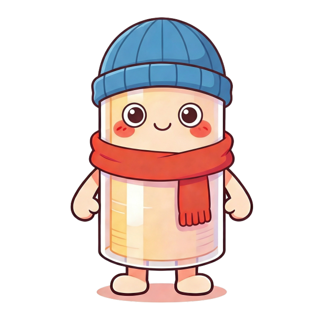 模仿参考图的画风，生成卷膜卡通人物，眼神端正不转悠，佩戴蓝色帽子，1:1尺寸预览效果