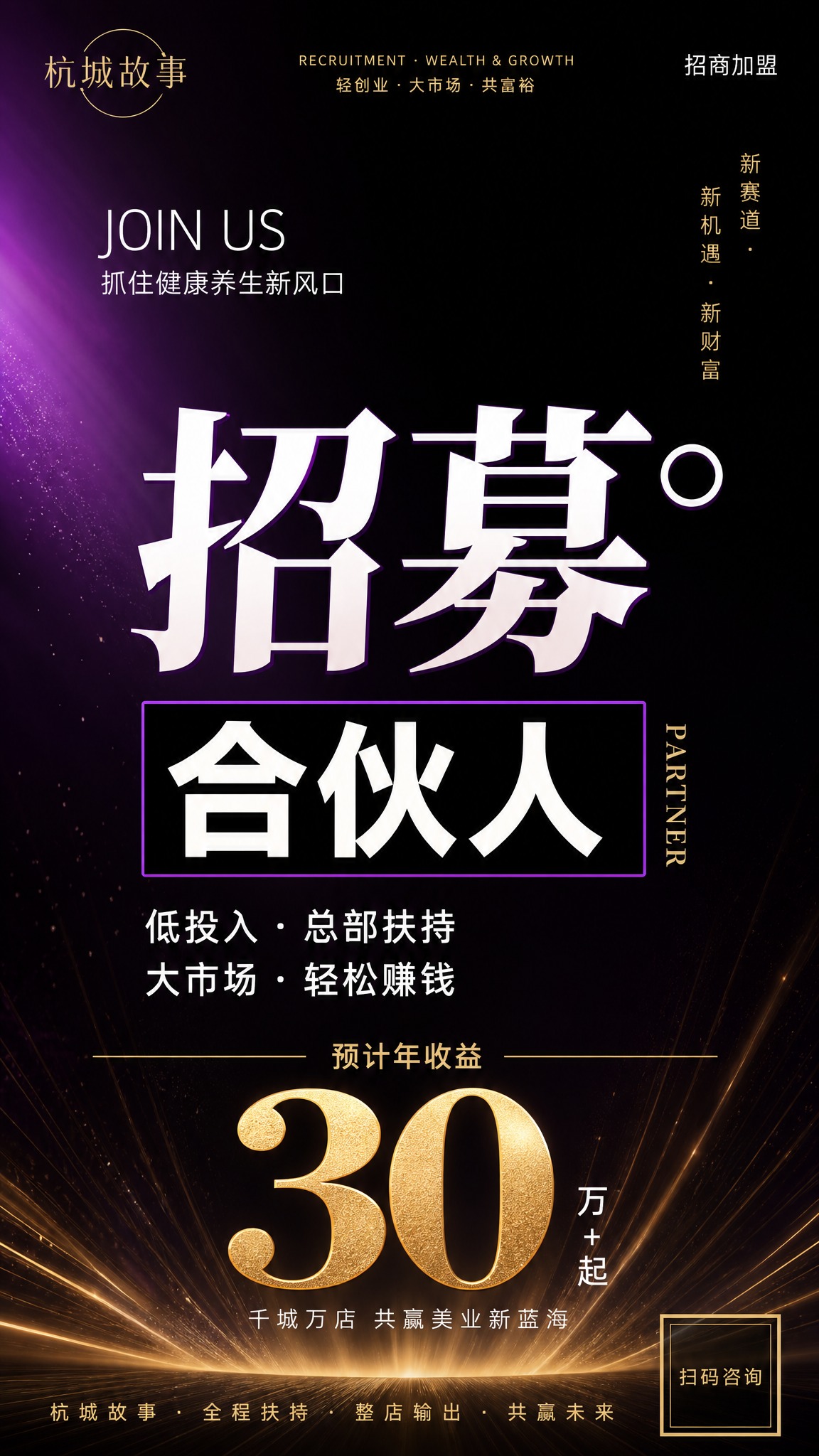 高端美业体龄管理招商海报，竖版9:16，紫金高级质感，参考提供… - 图片创意预览