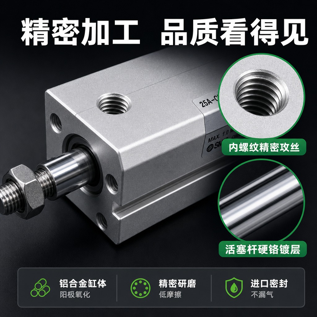 [主图-3] 材质工艺细节图，放大展示气缸精密加工细节，体现高… - 图片创意预览