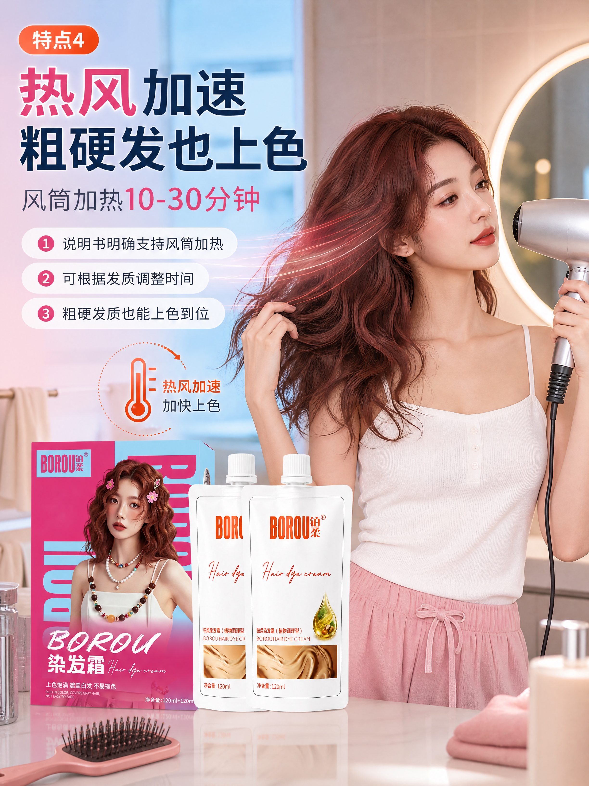 [商品] 使用【图1】BOROU铂柔染发霜产品；保留产品结构、… - 图片创意预览