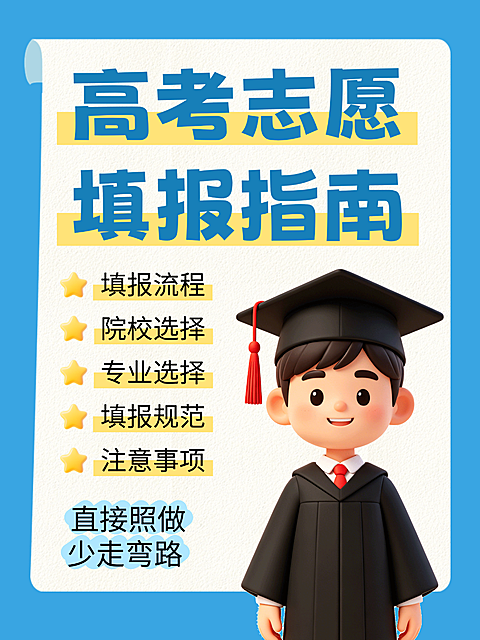 3d卡通高考志愿填报指南知识分享小红书封面