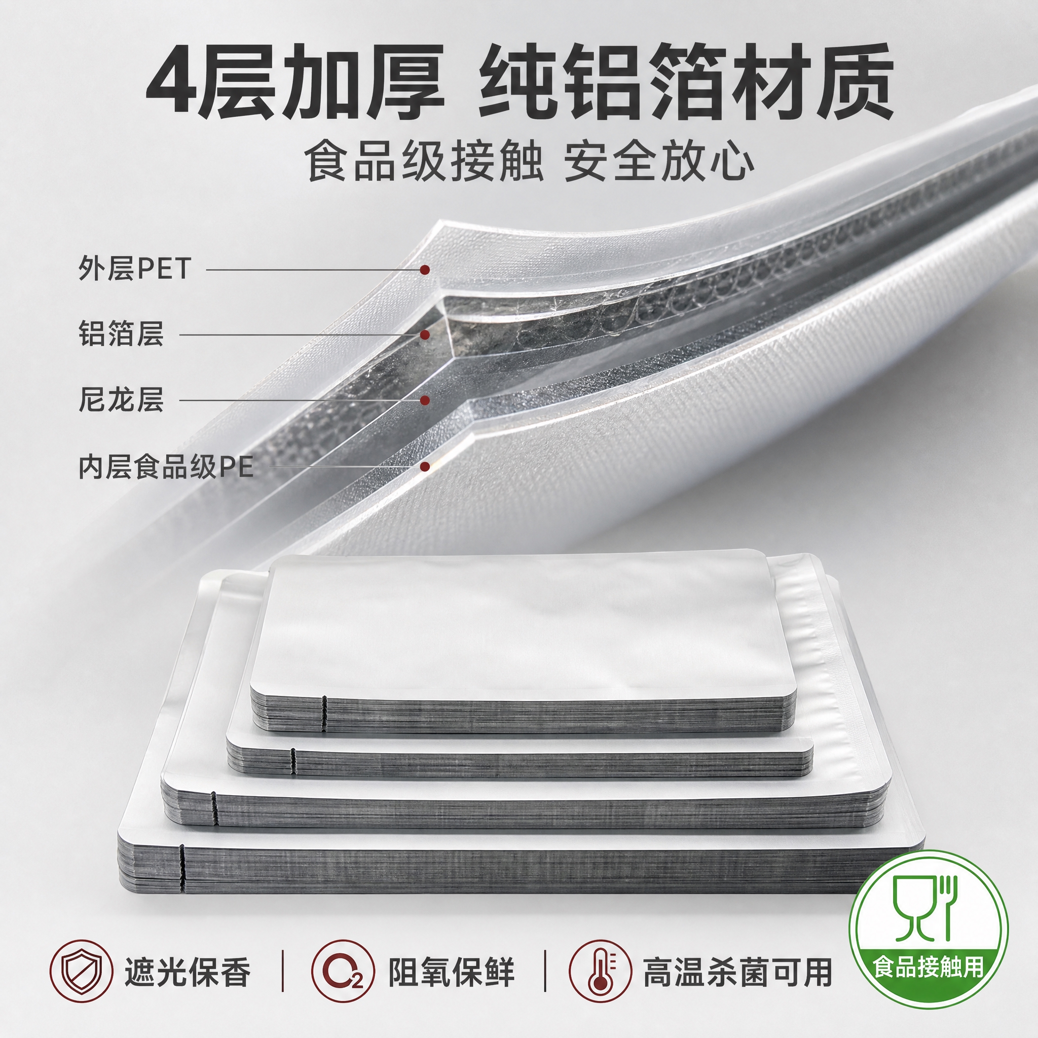 [主图-3] 主题：材质细节与安全性——4层加厚纯铝箔结构与食… - 图片创意预览