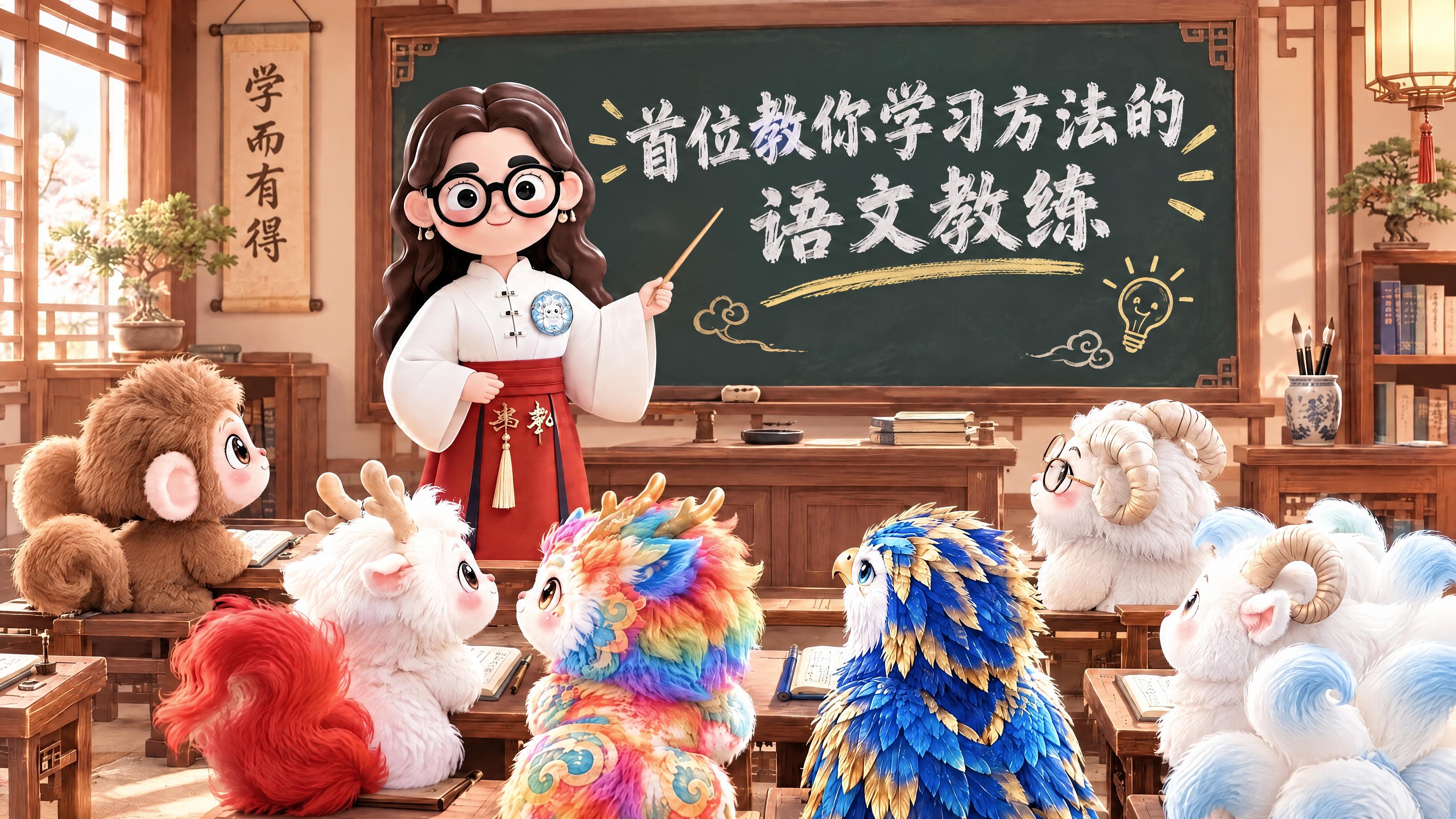 将黑板上的文字替换为"首位教你学习方法的语文教练"，白色粉笔字… - 图片创意预览