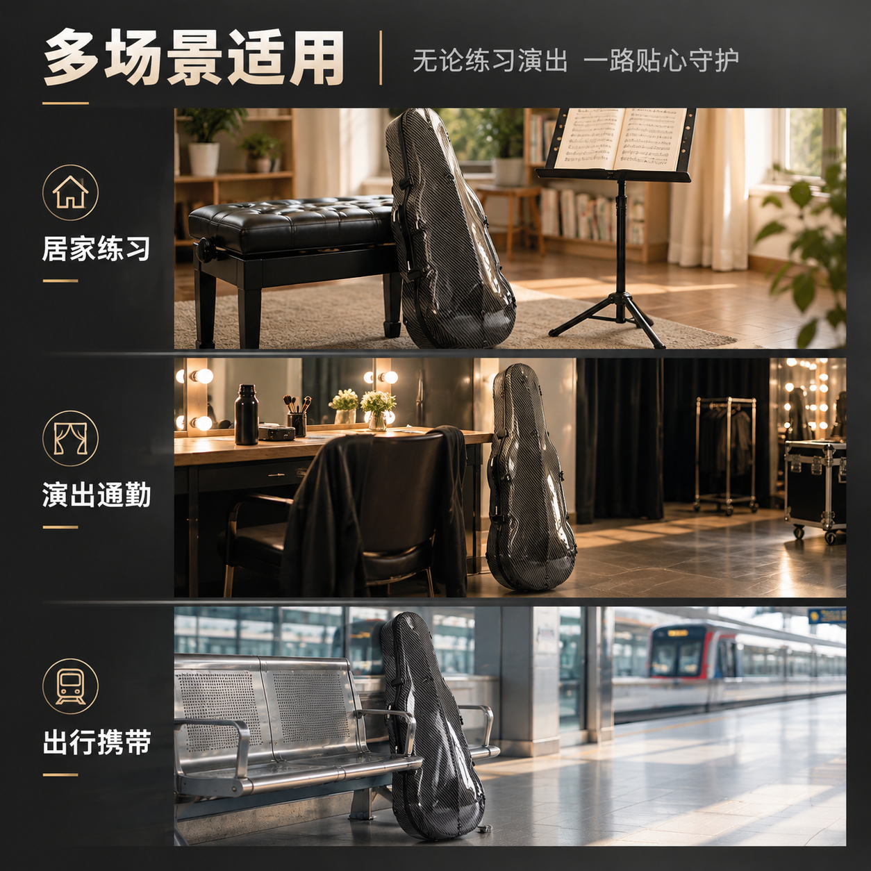 [商品] 使用【图1】黑色碳纤维纹葫芦形中提琴盒；保留产品外观… - 图片创意预览