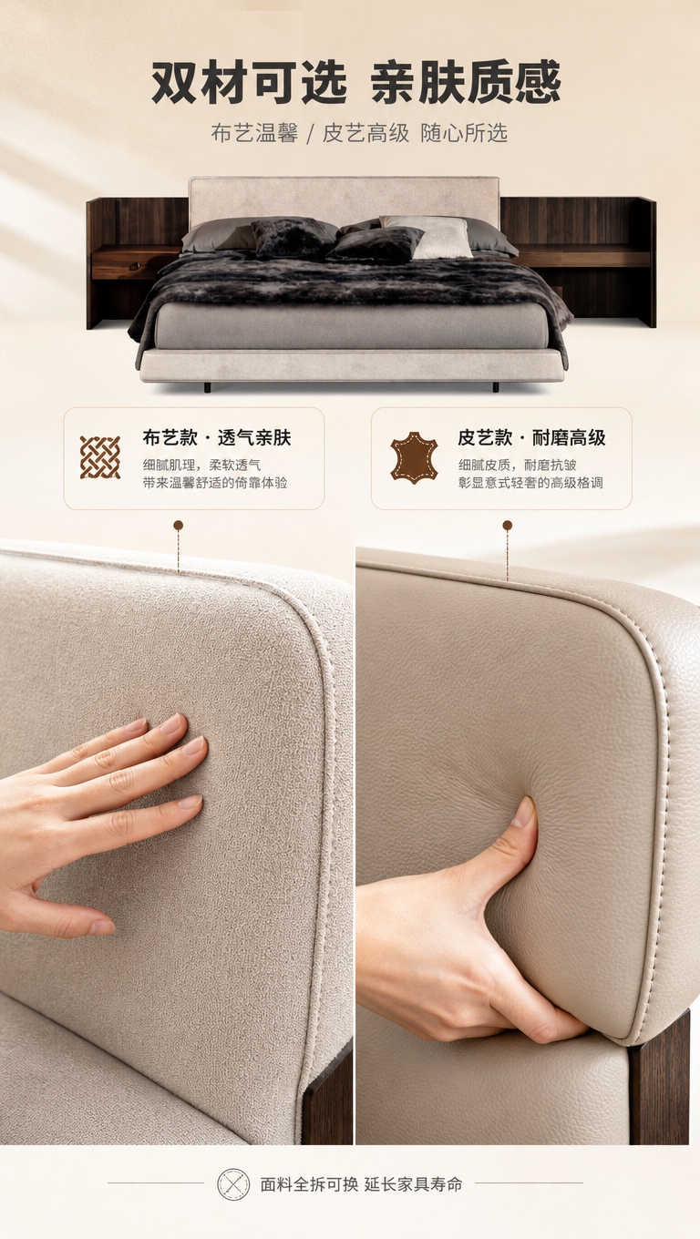 [商品] 使用【图1】意式简约箱体床床头部分，保留高软包造型与… - 图片创意预览
