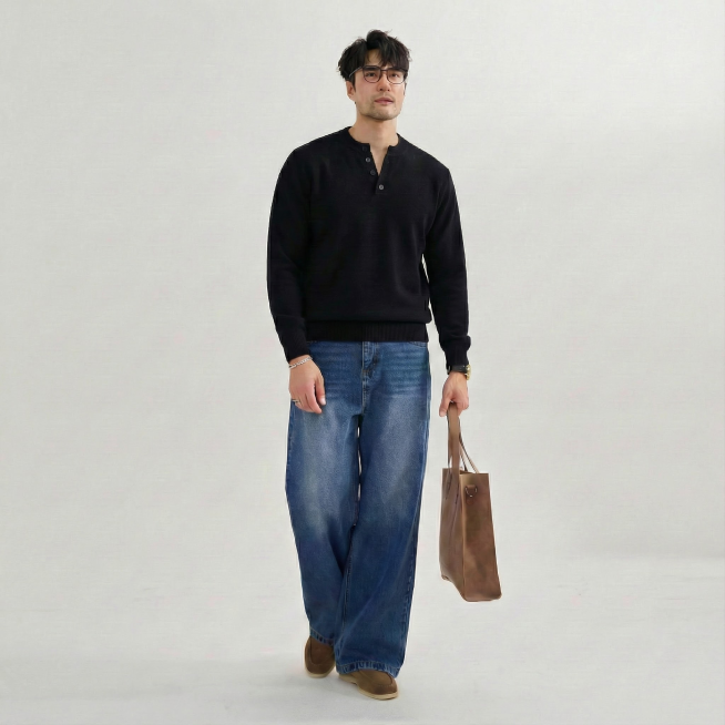 把毛衣下摆的灰色换成黑色预览效果