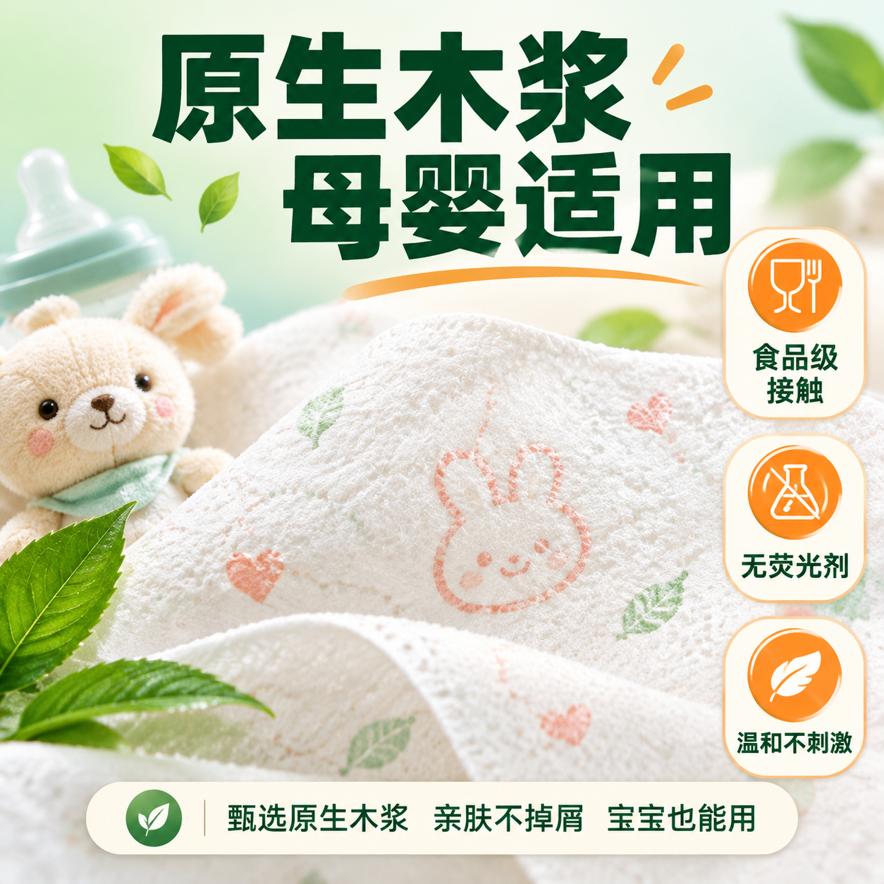 [主图-3] 材质细节与安全性，原生木浆母婴适用品质证明。 [… - 图片创意预览