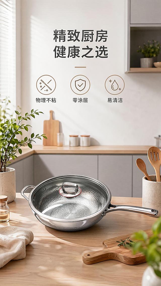 「图片1」，生成一套详情页，商品名称为艾莱仕，锤釜系列，物理不粘，零涂层，适配淘宝/天猫平台，单图比例为9:16，需求屏数为8张。「图片1」「图片1」「图片1」「图片1」