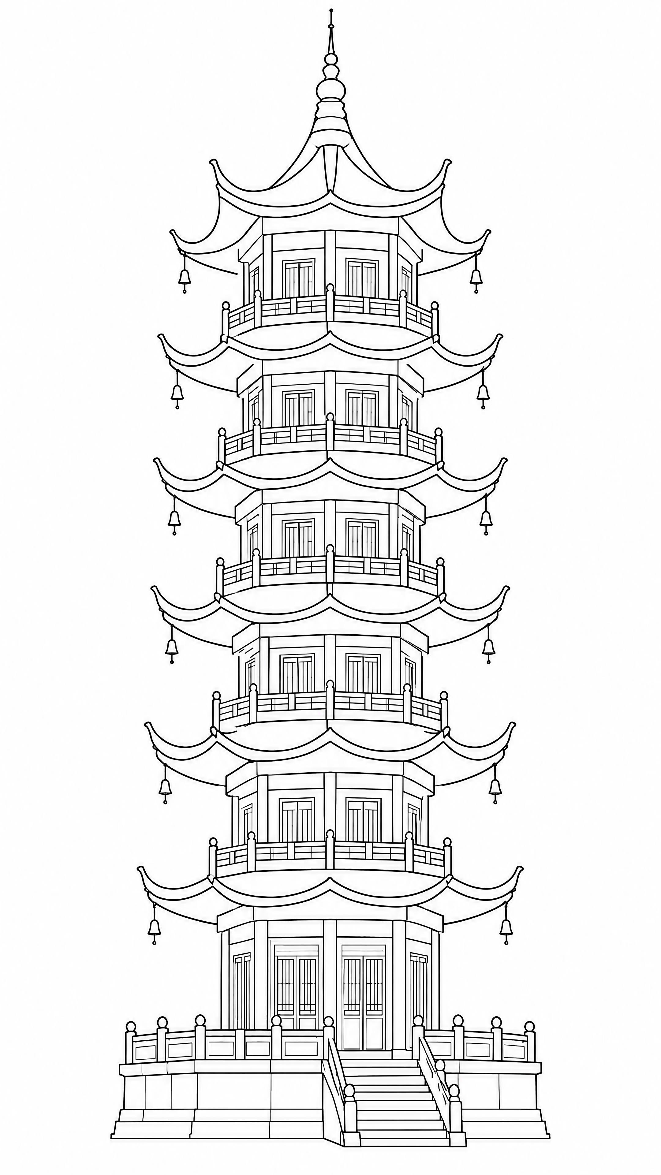 将这张古塔线稿进一步简化，减少细节线条，去除复杂的雕花、纹理、… - 图片创意预览