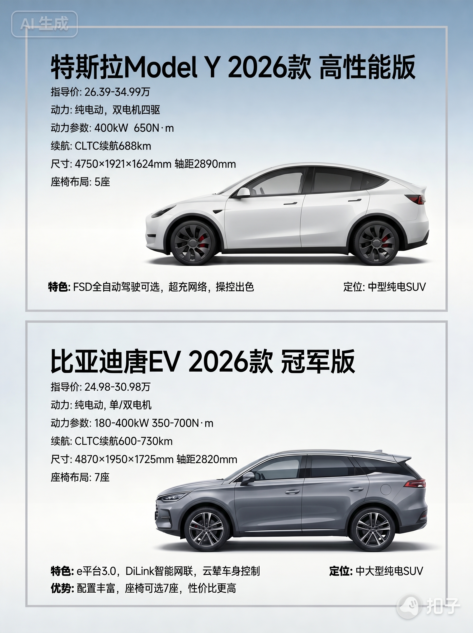 1:1复刻参考图版式，生成特斯拉Model Y 2026款和比… - 图片创意预览