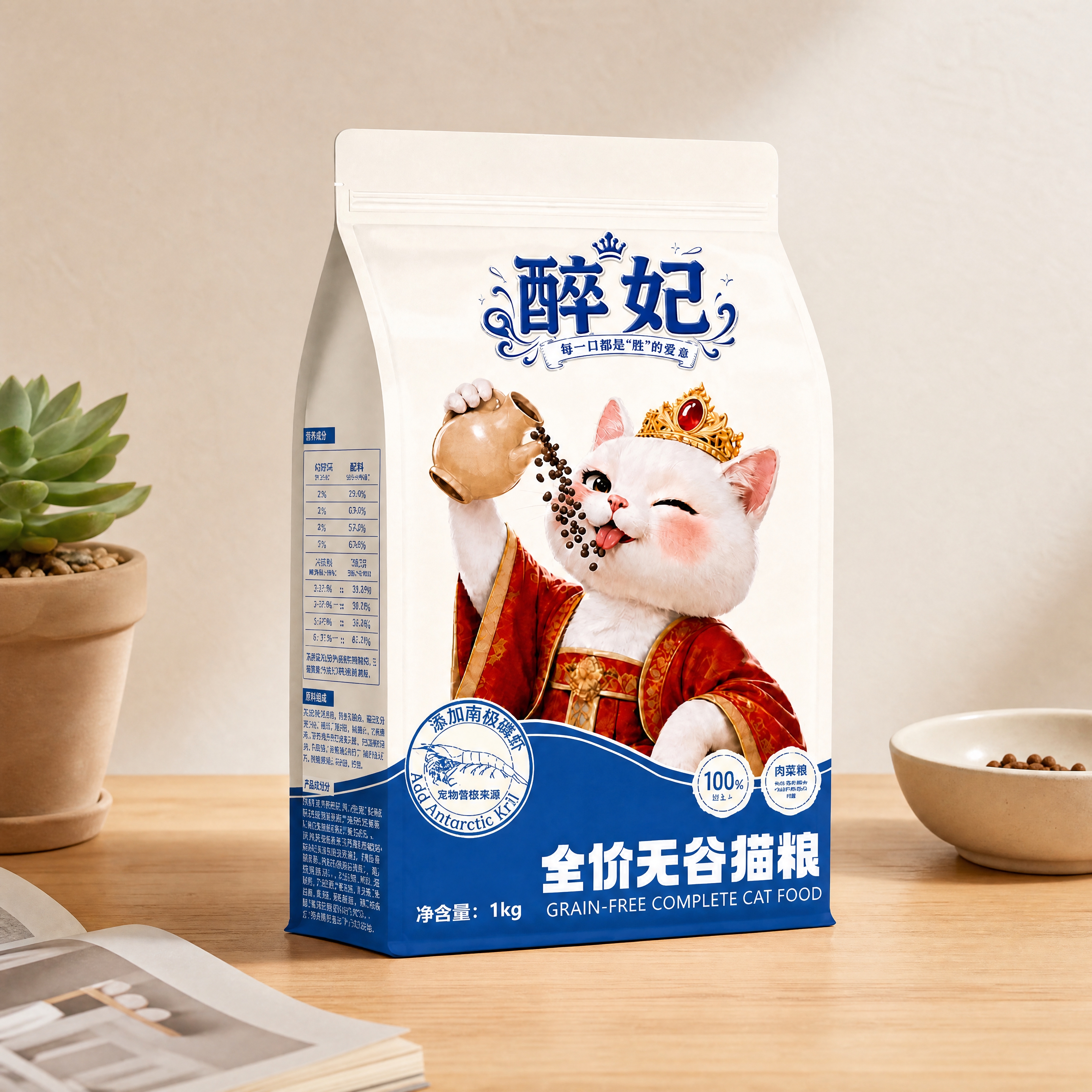 猫粮包装袋严格参照上传产品图，完整保留所有可见组件、部件、轮廓… - 图片创意预览
