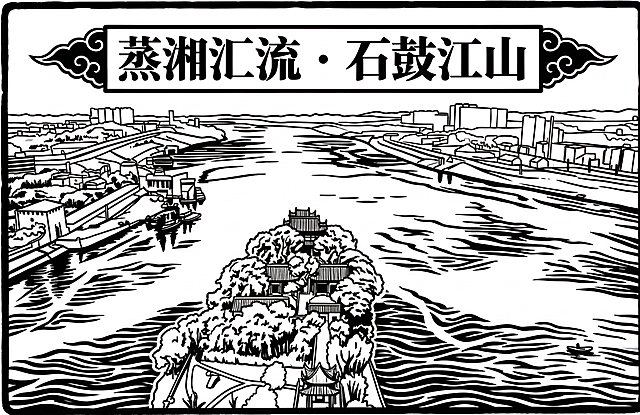 将画面做单色线描效果处理，清晰突出线条，适合雕刻成印章