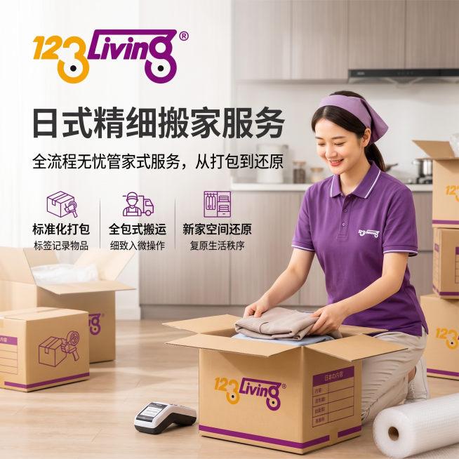 帮我生成一个类似于p3的电商主图1张，我的服务是：日式搬家预览效果