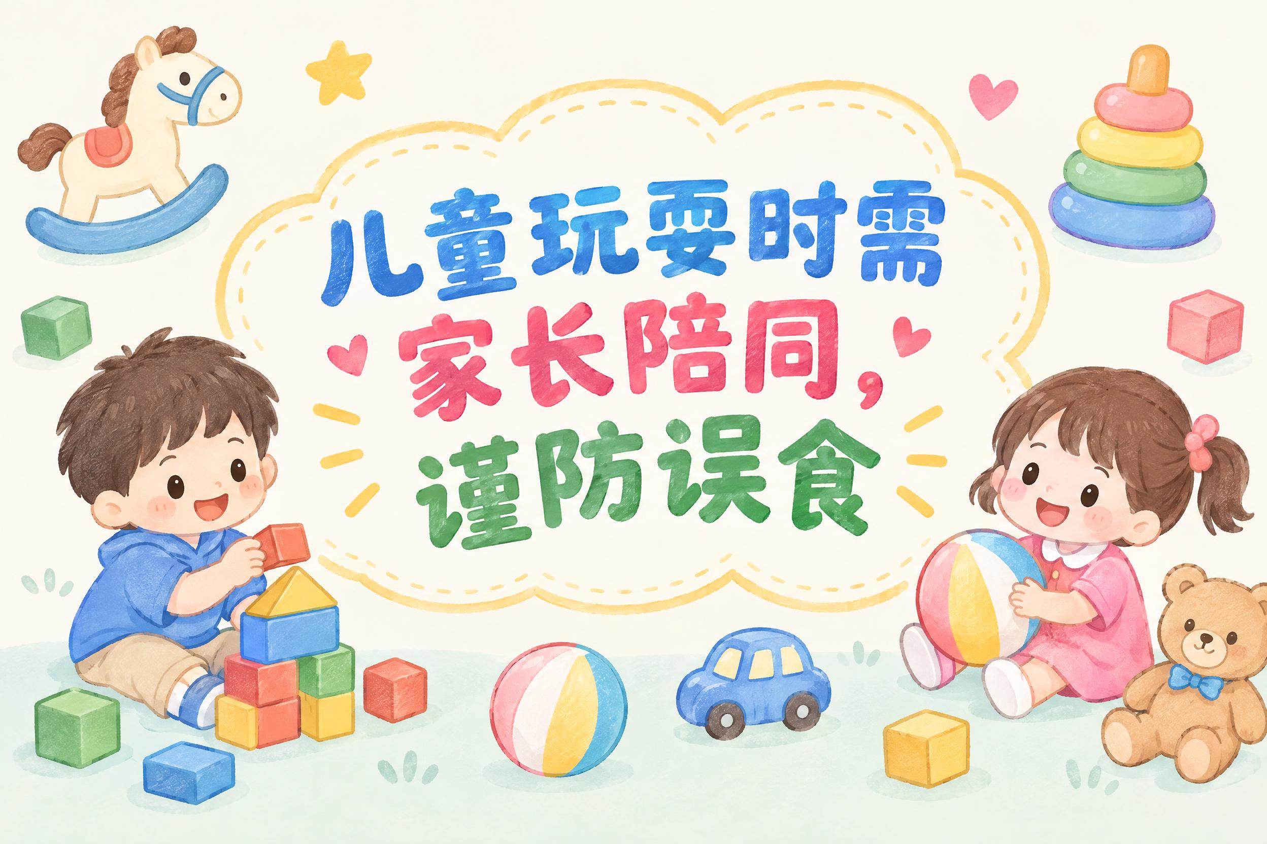 卡通手绘小清新童趣风格，横向6:4比例，画面中央有醒目温馨提示… - 图片创意预览