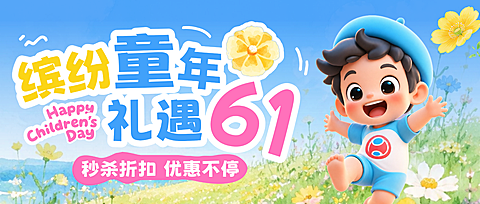 六一儿童节节日营销活动促销宣传童趣风公众号首图