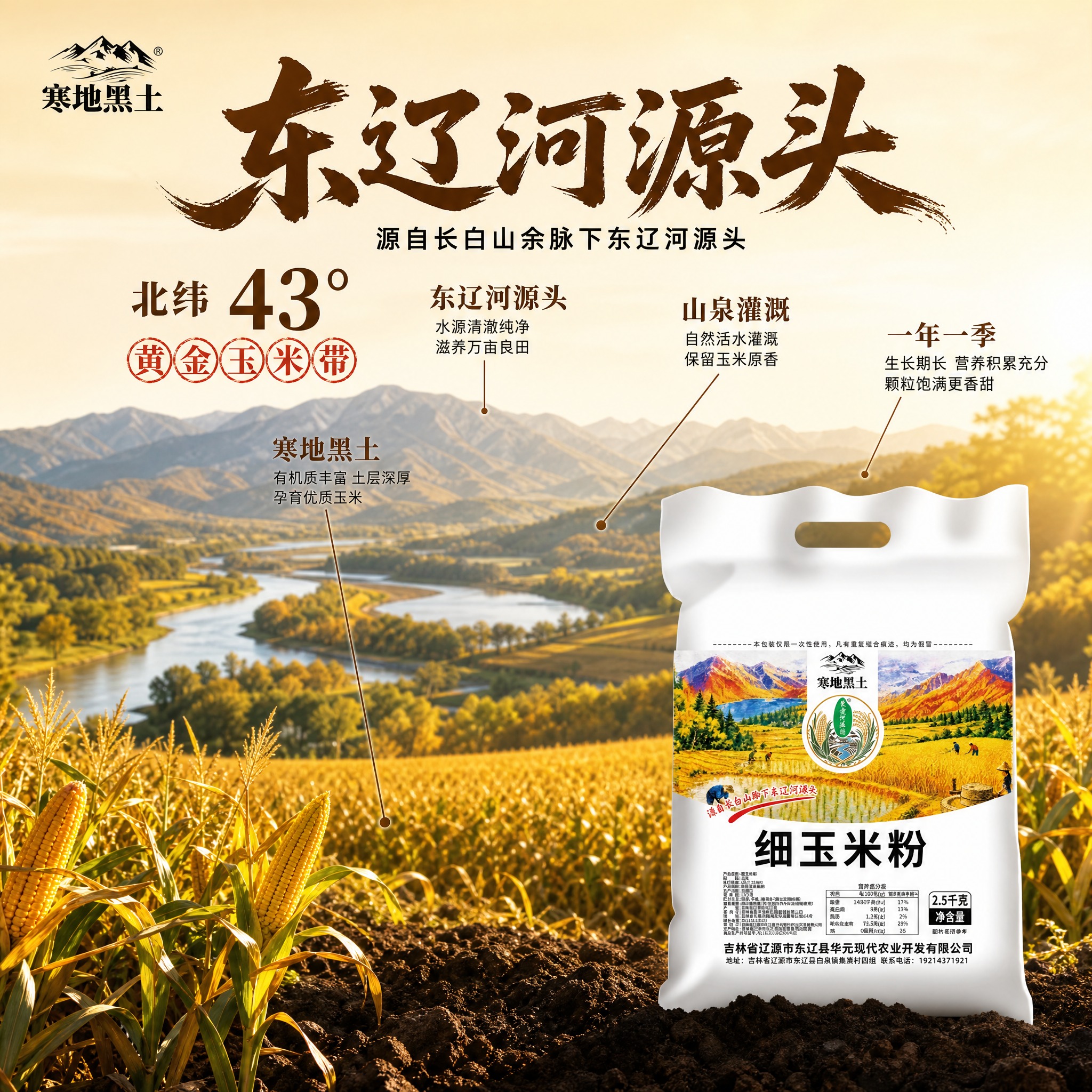 [主图-2 细玉米粉] 产地溯源信任图 核心展示东辽河源头产地… - 图片创意预览
