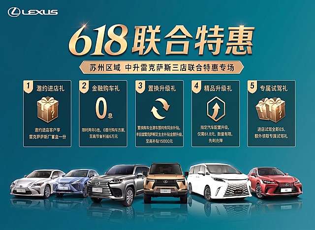 把这张618雷克萨斯特惠海报的红色背景改成图片参考的同款蓝色背景，保留所有文字、车辆、品牌Logo和版式布局不变
